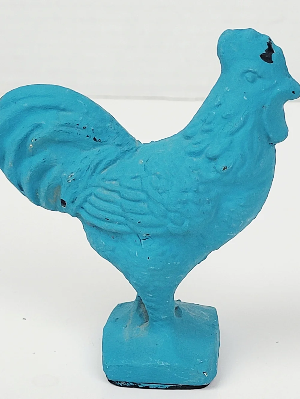 2~Vtg Cast Iron White Chicken/Hen Trinket Box~Blue Rooster~Rustic Farmcore